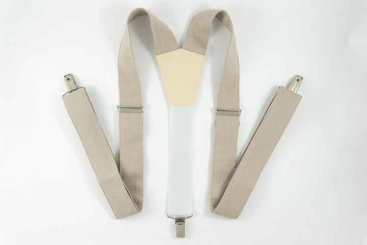 BEIGE linen suspenders Adjustable