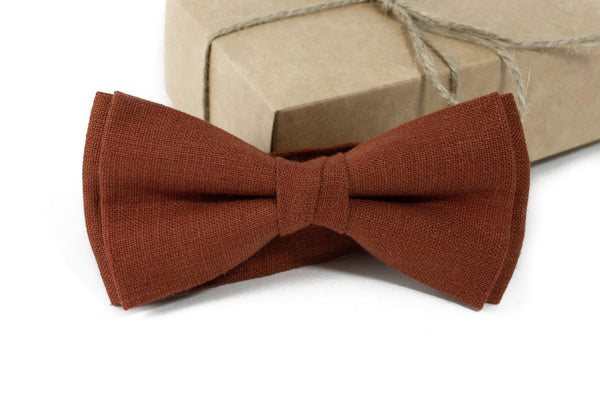 Groom bow tie in RUST orange color for men