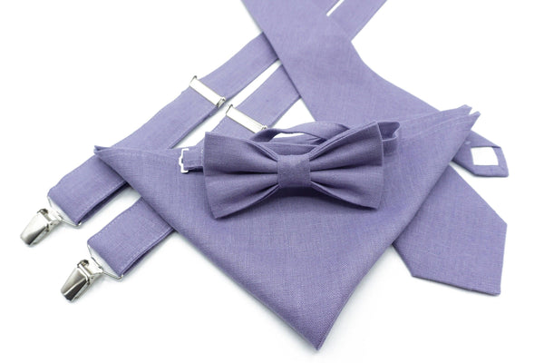 Lavender Bow Tie and Suspender Set - Complete Your Wedding or Formal Look for Baby, Toddler, Teen, Adult, Men, and Ring Bearers in Lavender