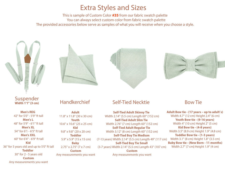 Elegant Dusty Sage Linen Bow Tie and Pocket Square Set