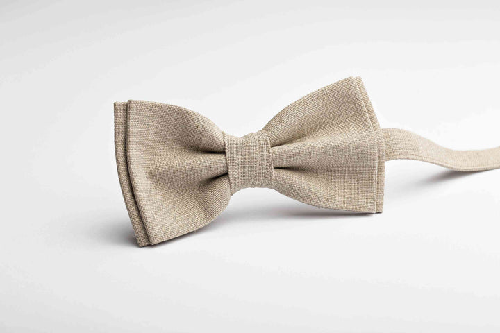 Natural Linen Bow Tie & Pocket Square - Classic Accessory for Men & Boys