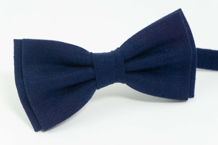 Navy Blue bow tie | blue linen bow tie