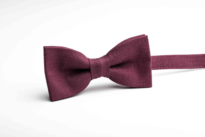 Men's Plum Linen Bow Tie | Wedding & Groomsmen Accessory