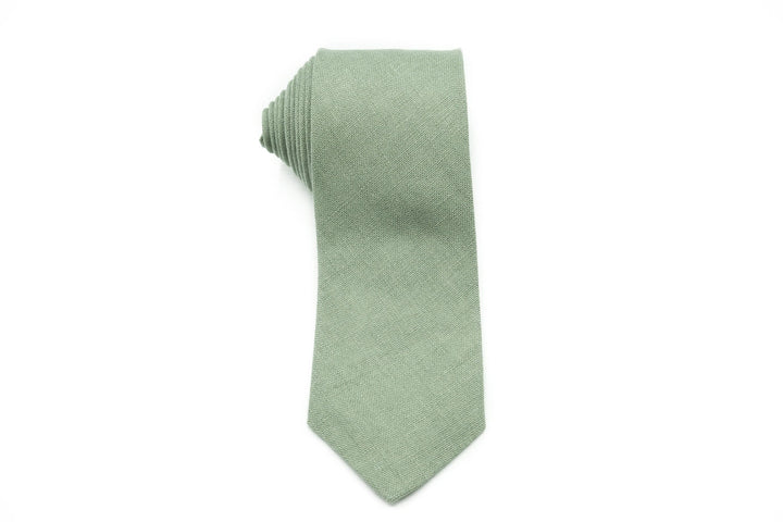 Bright Sage Green linen necktie, vibrant and eye-catching for wedding parties.