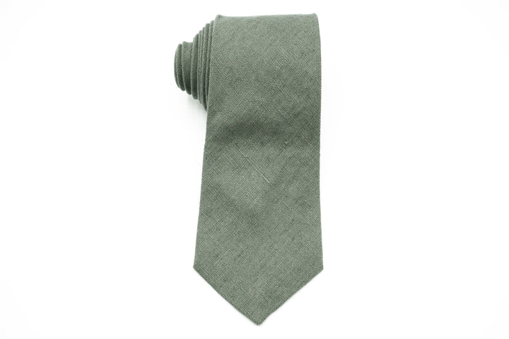 Eucalyptus Green linen necktie, uniquely colored for distinctive, stylish looks.