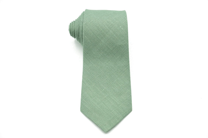 Classic Sage Green linen necktie, a timeless choice for elegant formal wear.