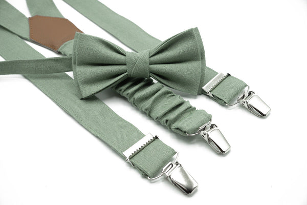 Bright Sage Green Suspender and Bow Tie Set