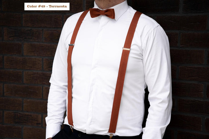 Light dusty rose linen bow tie for boys | Linen wedding bow tie for groomsmen