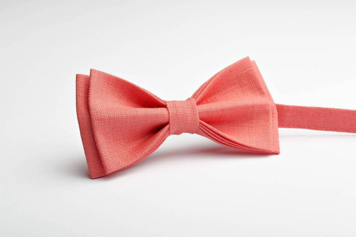 Chic and Stylish: Adult Coral Linen Bow Tie for Fashion-Forward Individuals