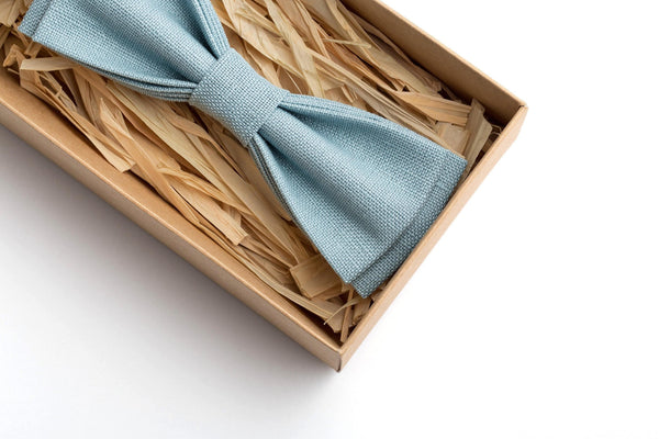 Stylish Sea Blue Linen Boys Bow Tie - Perfect for Special Occasions