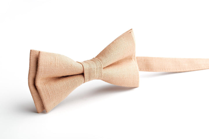 Nude Eco-Friendly Linen Bow Ties for Men - Timeless Elegance and Sustainability