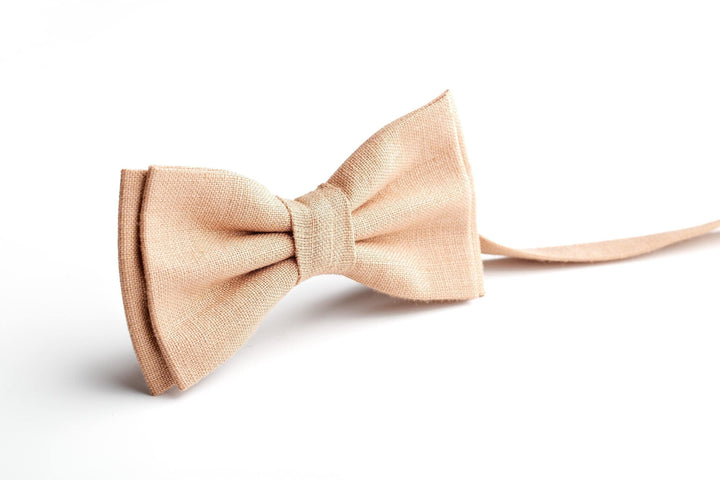 Nude Linen Pre-Tied Bow Ties for Grooms - Effortless Elegance for Your Special Day