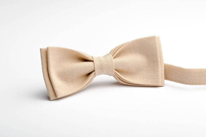 Sophisticated Sand Skinny Bow Tie and Pocket Square - Timeless Elegance