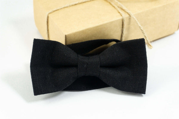 Black linen baby bow tie