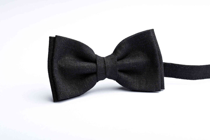 Stylish Black Linen Bow Tie - Perfect for Weddings, Proms, and Formal Events