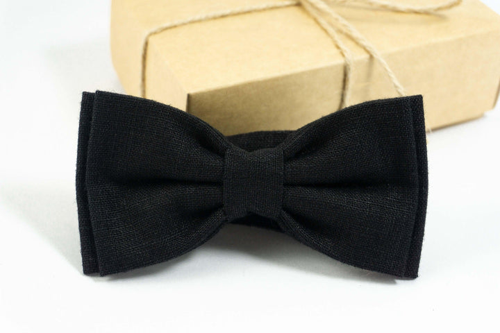 Black Linen pre tied bow ties for you weddings