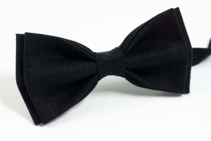 Black linen toddler bow tie