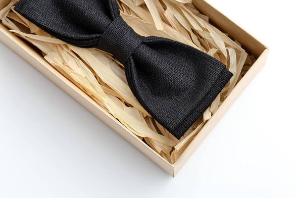 Black Pre-Tied Linen Bow Ties for Men | Easy and Stylish Accessory
