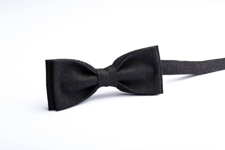 Black Pre-Tied Linen Bow Ties for Men | Easy and Stylish Accessory