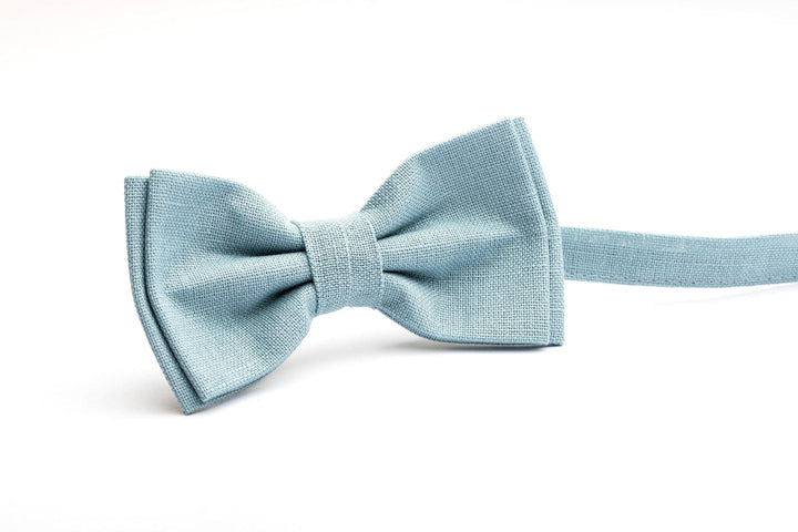 Classic Sea Blue Linen Bow Tie - Timeless Elegance for Every Occasion