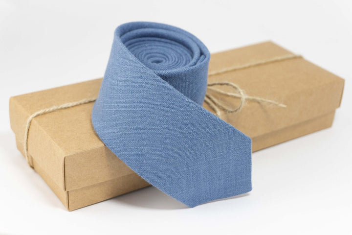 Denim Blue Linen Necktie | Perfect for Weddings