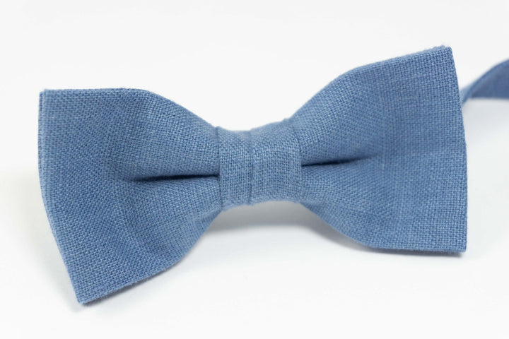 Blue linen bow tie