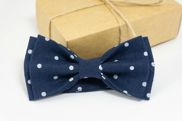 Blue Polka pre tied bow ties for you wedding party