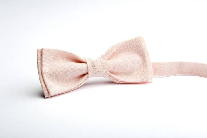 Petal Pink Linen Bow Tie Set - Elegant Coordination for Special Occasions