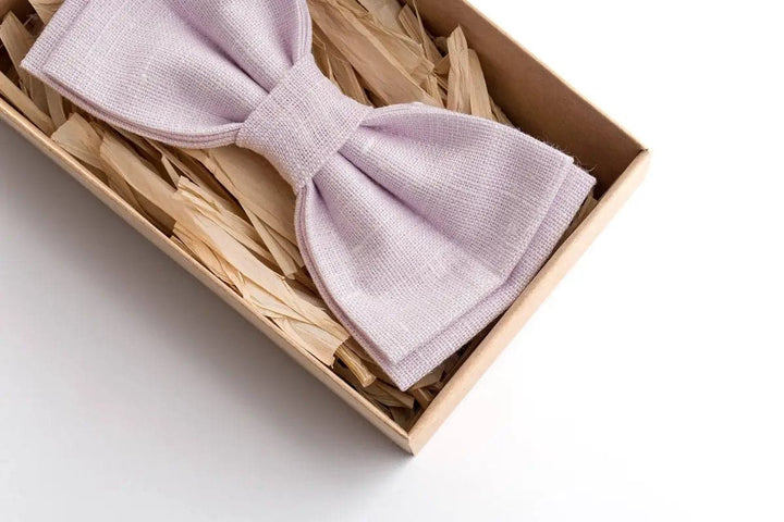 Blush Pink Bow Tie - Natural Eco-Friendly Linen for Men and Weddings