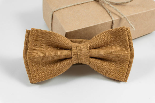 Camel color linen bow tie for wedding Camel Tie perfect gift for groomsmen