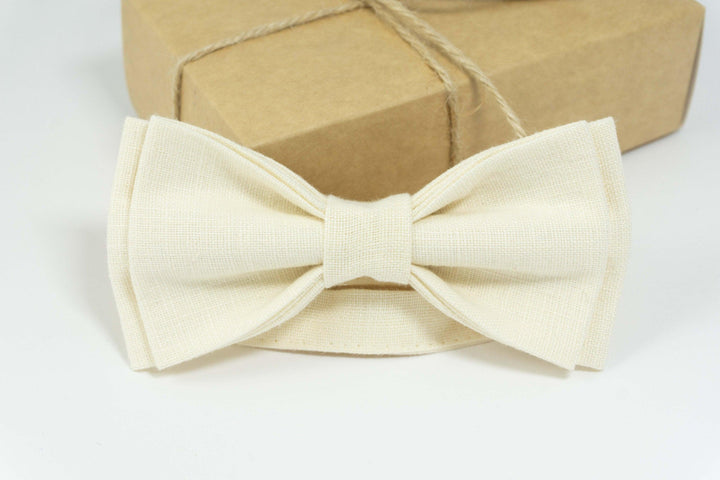Champagne color bow tie | Champagne linen bow tie