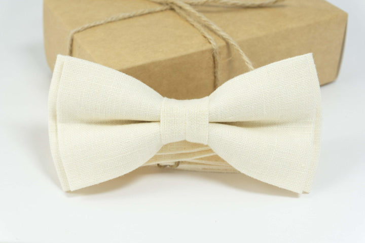 Champagne color linen bow tie | Champagne color best mens ties