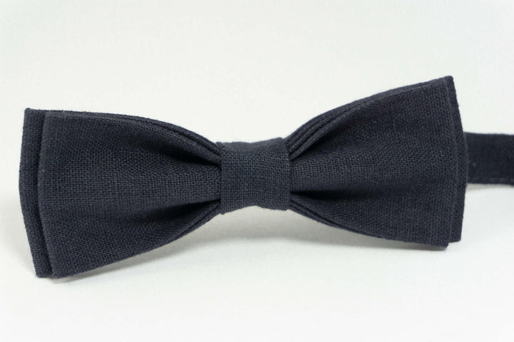 Charcoal bow ties for men | Charcoal linen wedding bow ties