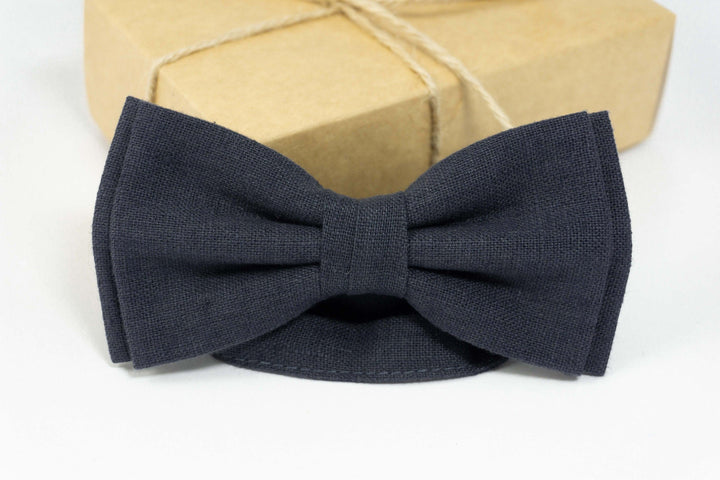 Charcoal butterfly mens bow tie | Charcoal wedding bow ties