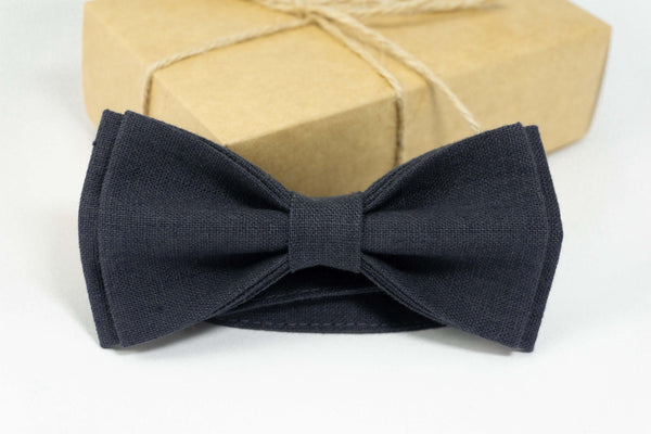 Charcoal linen bow ties | Charcoal wedding bow ties