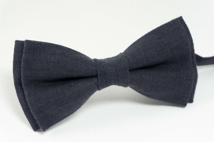 Charcoal wedding bow ties | Charcoal linen bow ties for men and kids