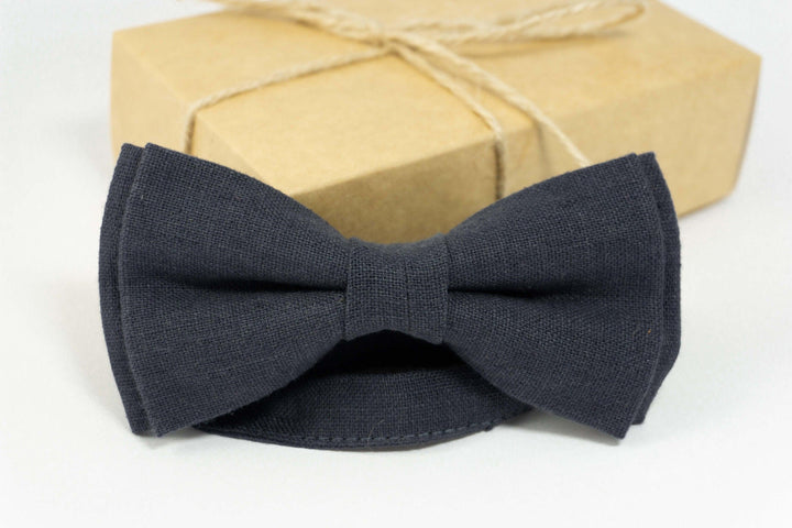 Charcoal wedding bow ties | Charcoal linen bow ties for men and kids