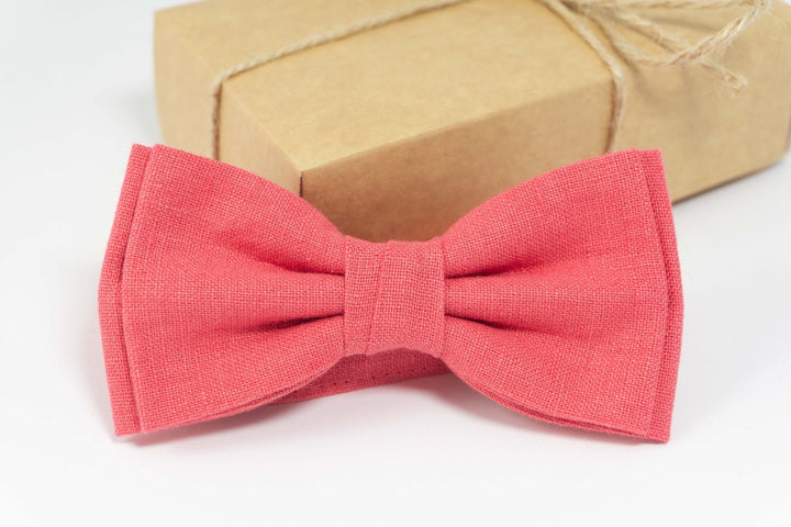 Coral bow tie | Coral wedding ties and pocket squares