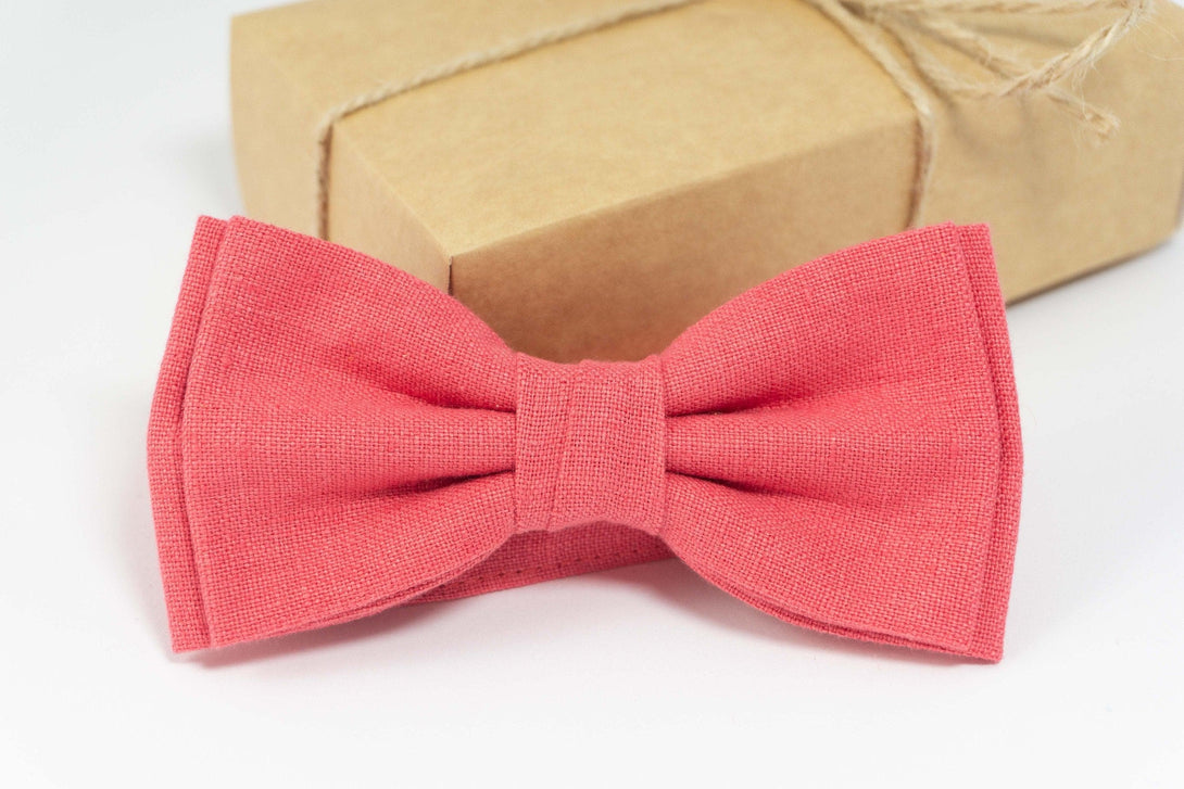 Coral bow tie | Coral wedding ties and pocket squares