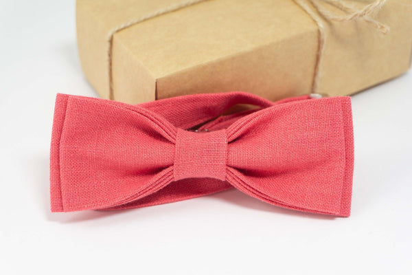 Elegant Coral Wedding Bow Tie for Grooms and Groomsmen