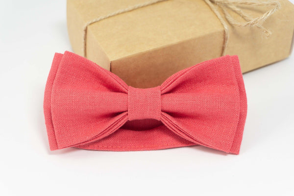 Coral linen bow tie | linen bow tie