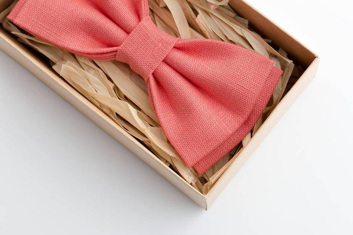 Stylish Coral Bow Ties for Men, Boys, and Babies - Perfect for Weddings and Special Events
