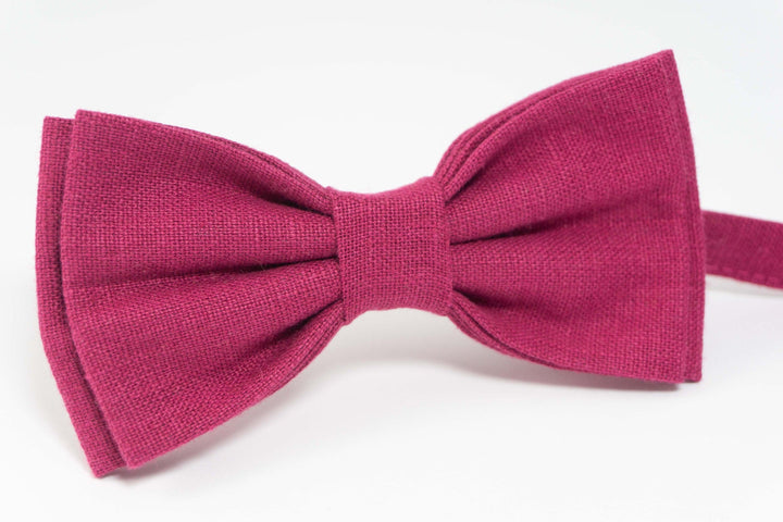 Cyclamen color linen bow tie | wedding bow ties