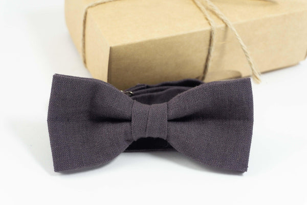 Dark brown wedding bow tie | Eco Friendly Linen bow ties for men