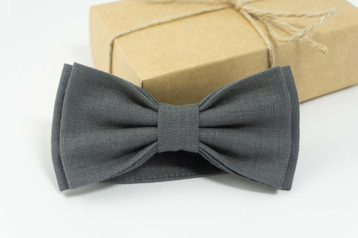 Dark Gray bow tie | gray pre-tied bow tie