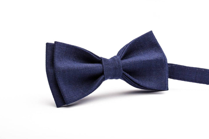 Dark Navy Blue Natural Eco-Friendly Linen Bow Tie - Smart and Stylish Accessory