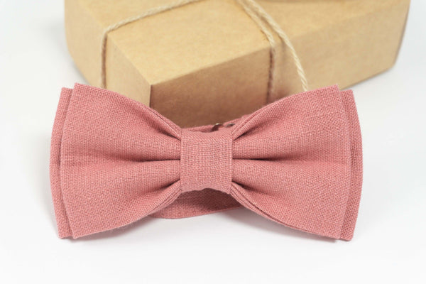 Dark pink bow tie and pocket square | Mens pink bow tie