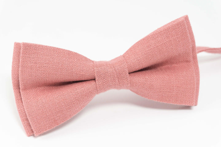 Dark pink linen bow tie | Dark pink color bow tie