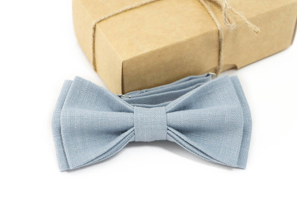 Dusty Blue groomsmen bow tie | Linen bow tie
