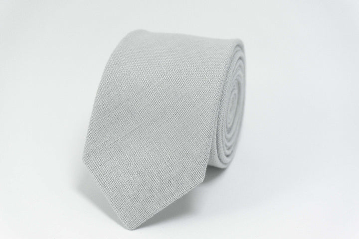 Dusty Gray Linen Skinny Necktie | Eco-Friendly Groomsmen Gift